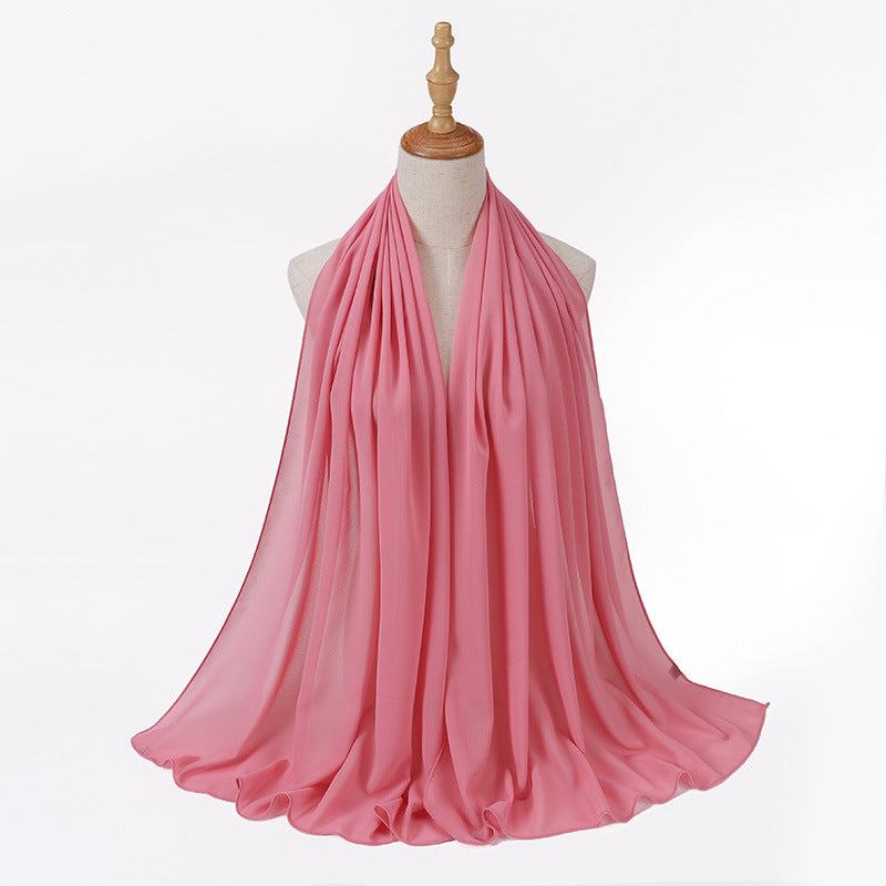 MSL006 Women's pearl chiffon bubble headscarf scarf