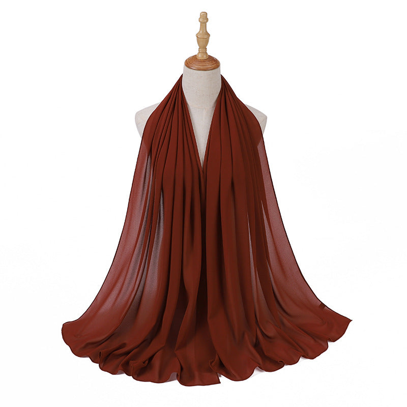 MSL006 Women's pearl chiffon bubble headscarf scarf