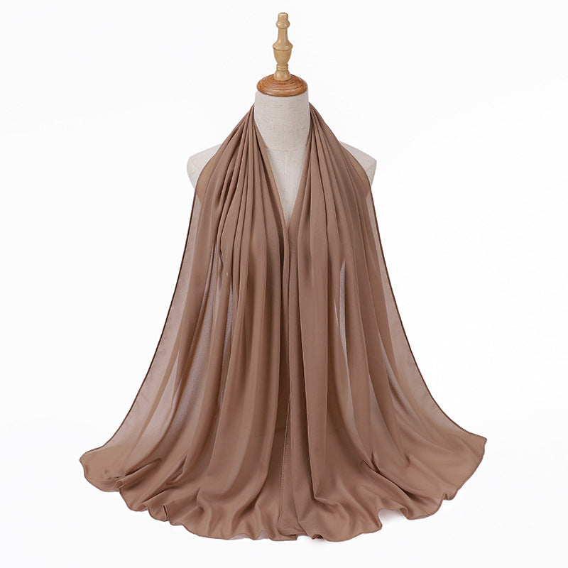 MSL006 Women's pearl chiffon bubble headscarf scarf