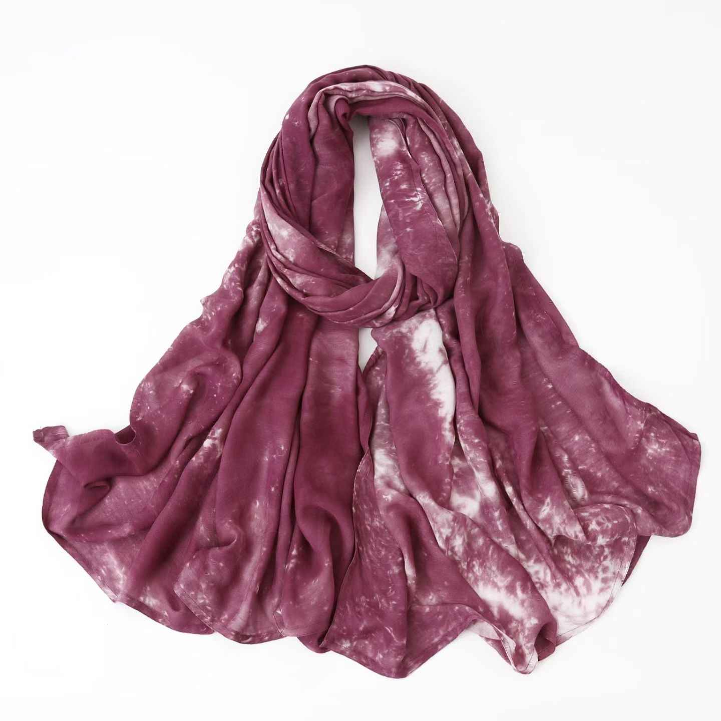 SS005 Tie-Dye Printed Modal Hijab with Double-Stitch Detail