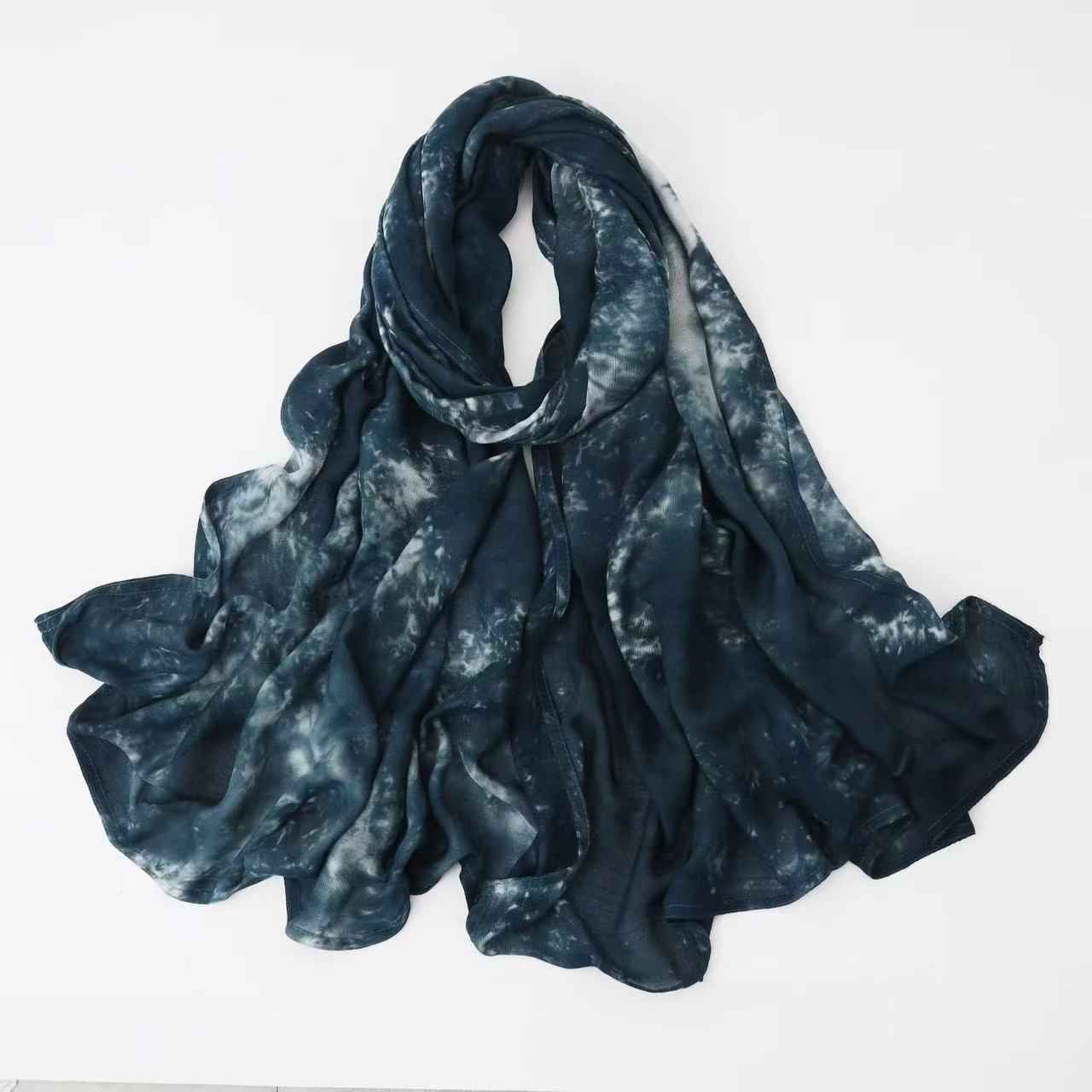 SS005 Tie-Dye Printed Modal Hijab with Double-Stitch Detail
