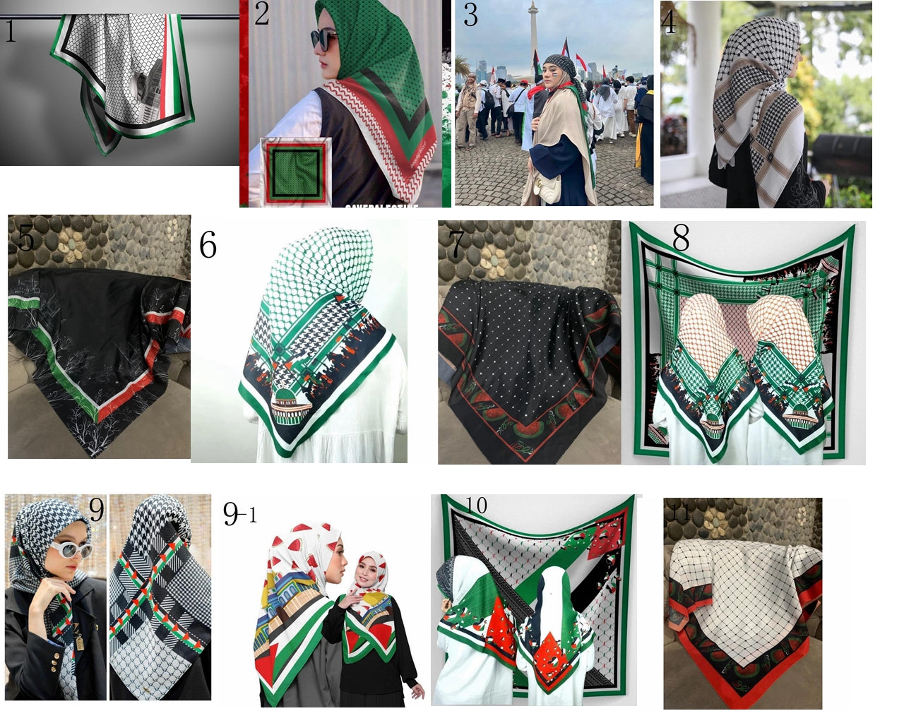 BDMY08 Kuffiyeh cuadrado estampado palestino