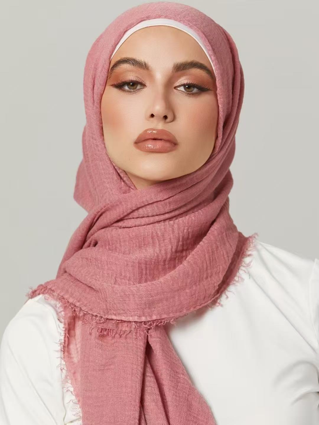 MSL090 plain color wholesale crinkle cotton hijab