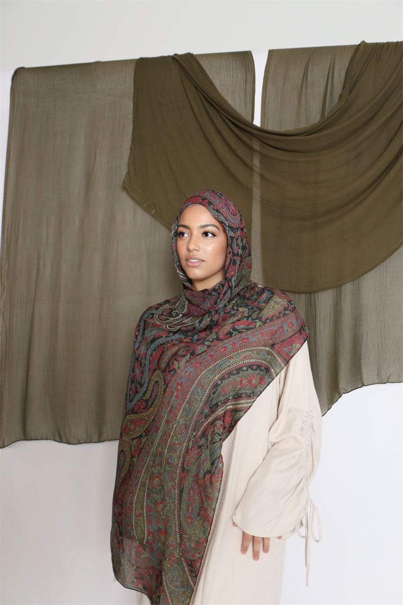 MY089 Ethnic style tudung print hijab/scarf polyester - MinYang Fashion Apparel Accessory Manufacturer