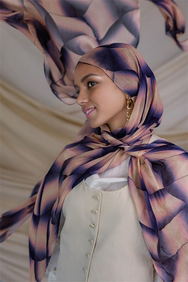 MY091 Exquisite Satin tudung print hijab/scarf polyester - MinYang Fashion Apparel Accessory Manufacturer