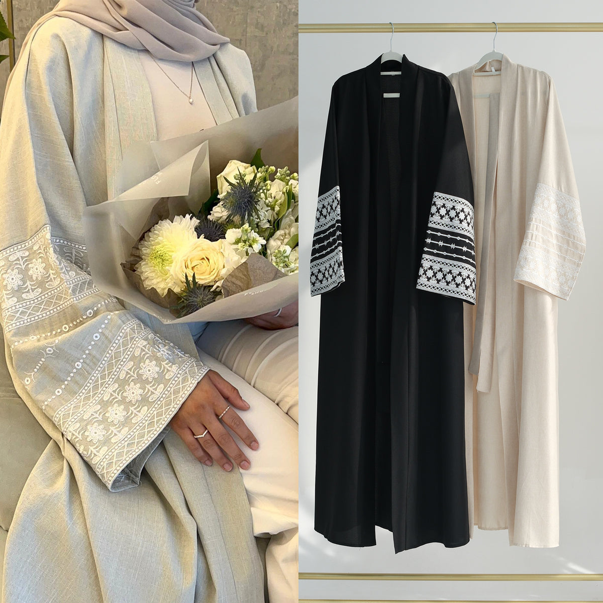 LR701 Dubai Middle East Turkish Dubai Embroidered Elegant Cardigan Robe