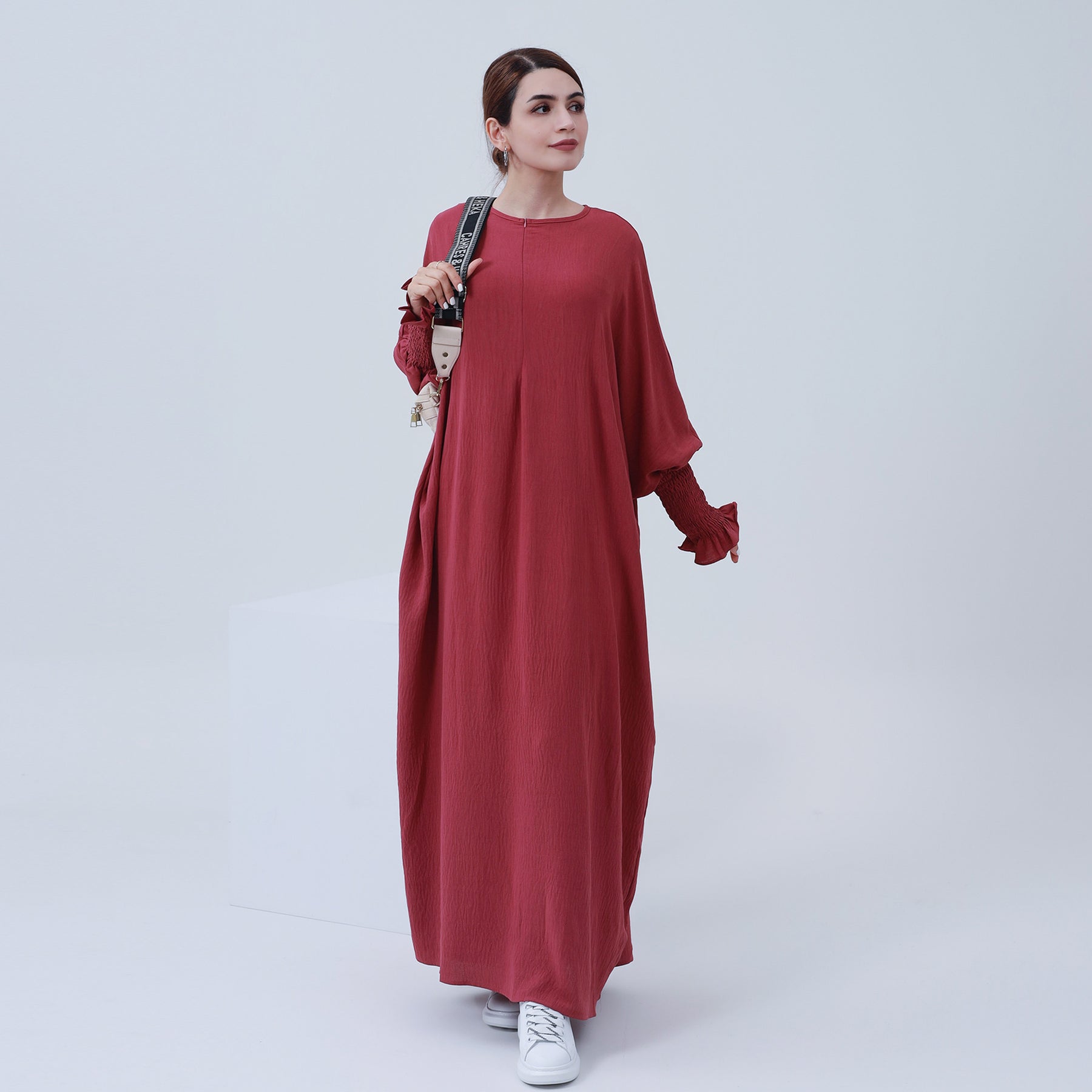 LR616 Middle East Dubai Turkish solid color Tiktok bat style dress - MinYang Fashion Apparel Accessory Manufacturer