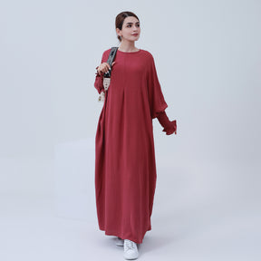 LR616 Middle East Dubai Turkish solid color Tiktok bat style dress - MinYang Fashion Apparel Accessory Manufacturer