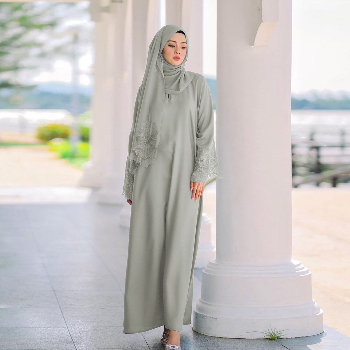 M189 Diamond-free seven-color Middle Eastern foreign trade women's Muslim women's robes Malay Indonesian dress with headscarf