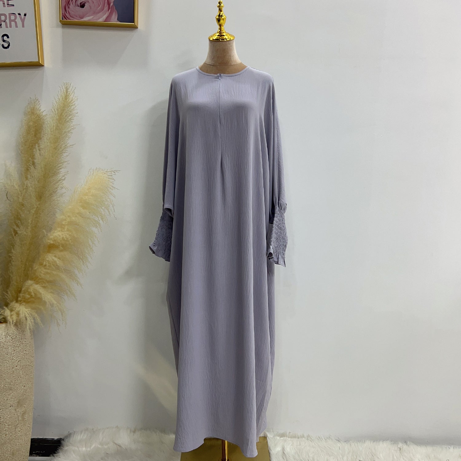 LR616 Middle East Dubai Turkish solid color Tiktok bat style dress - MinYang Fashion Apparel Accessory Manufacturer