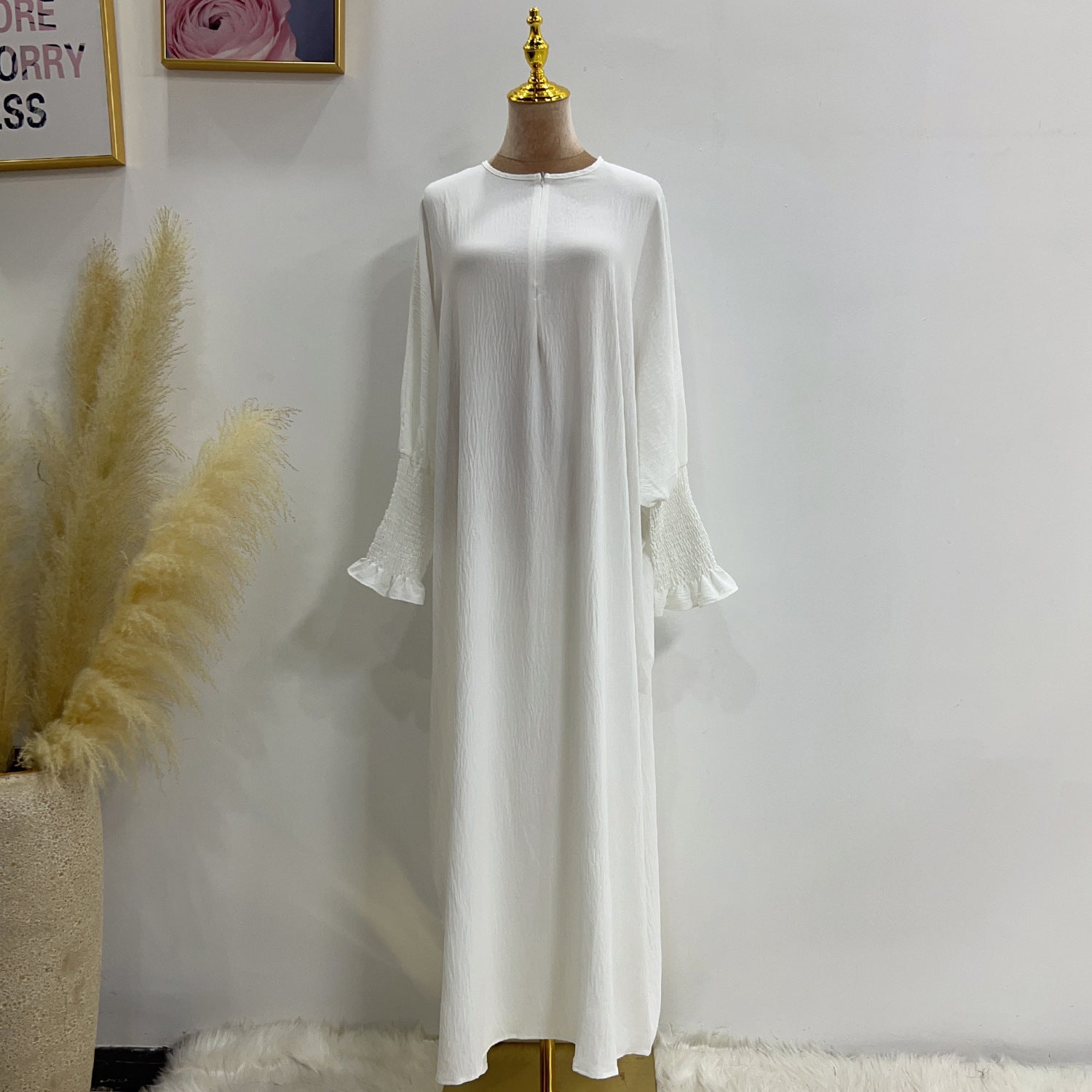 LR616 Middle East Dubai Turkish solid color Tiktok bat style dress - MinYang Fashion Apparel Accessory Manufacturer