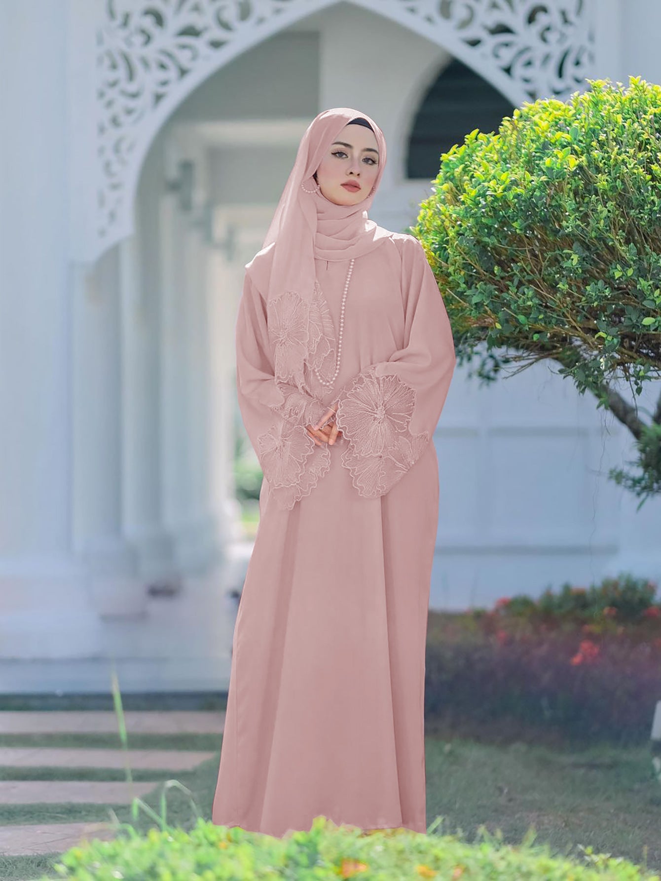 M189 Diamond-free seven-color Middle Eastern foreign trade women's Muslim women's robes Malay Indonesian dress with headscarf