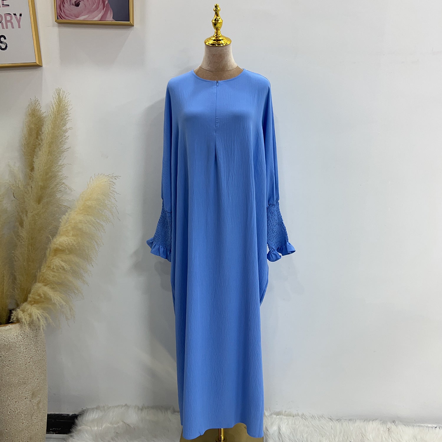 LR616 Middle East Dubai Turkish solid color Tiktok bat style dress - MinYang Fashion Apparel Accessory Manufacturer