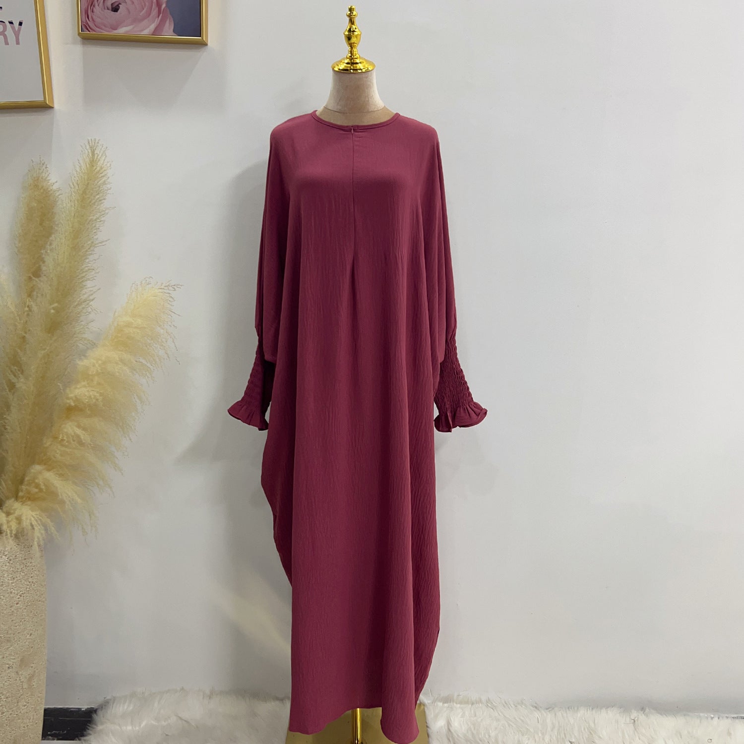 LR616 Middle East Dubai Turkish solid color Tiktok bat style dress - MinYang Fashion Apparel Accessory Manufacturer