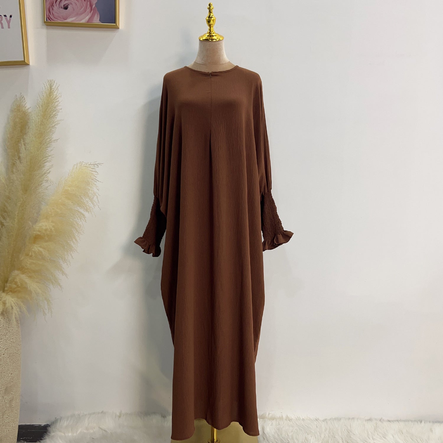LR616 Middle East Dubai Turkish solid color Tiktok bat style dress - MinYang Fashion Apparel Accessory Manufacturer