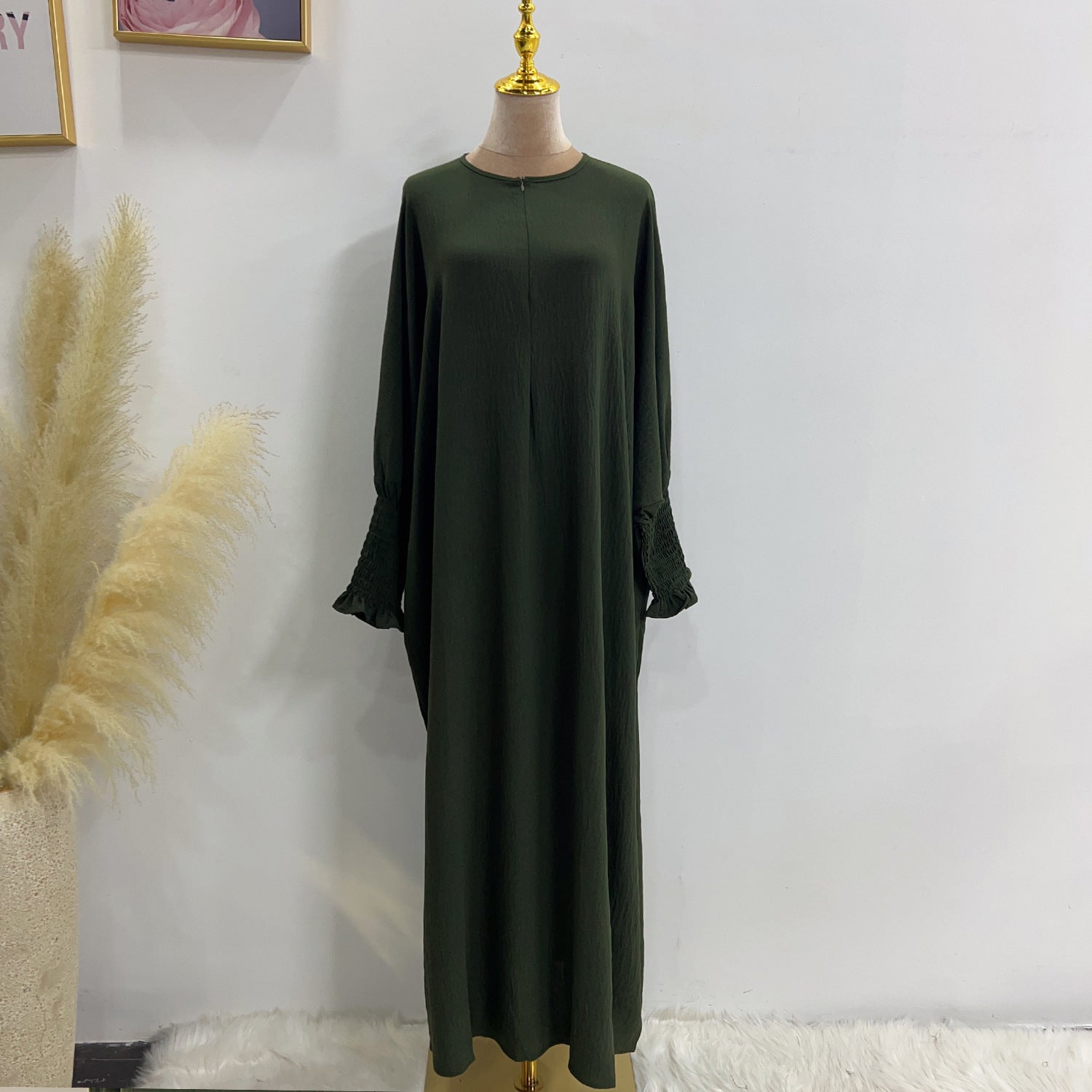 LR616 Middle East Dubai Turkish solid color Tiktok bat style dress - MinYang Fashion Apparel Accessory Manufacturer