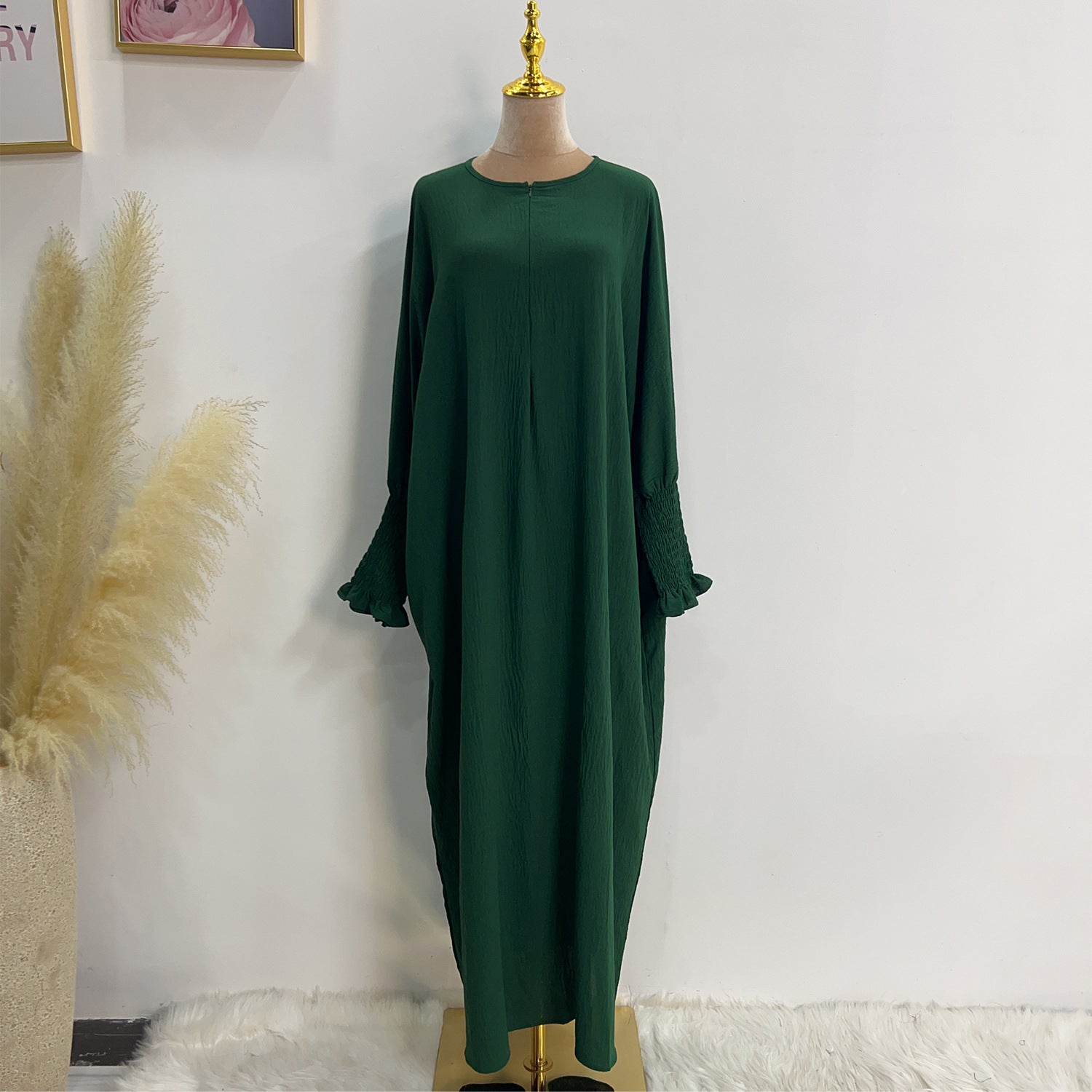 LR616 Middle East Dubai Turkish solid color Tiktok bat style dress - MinYang Fashion Apparel Accessory Manufacturer