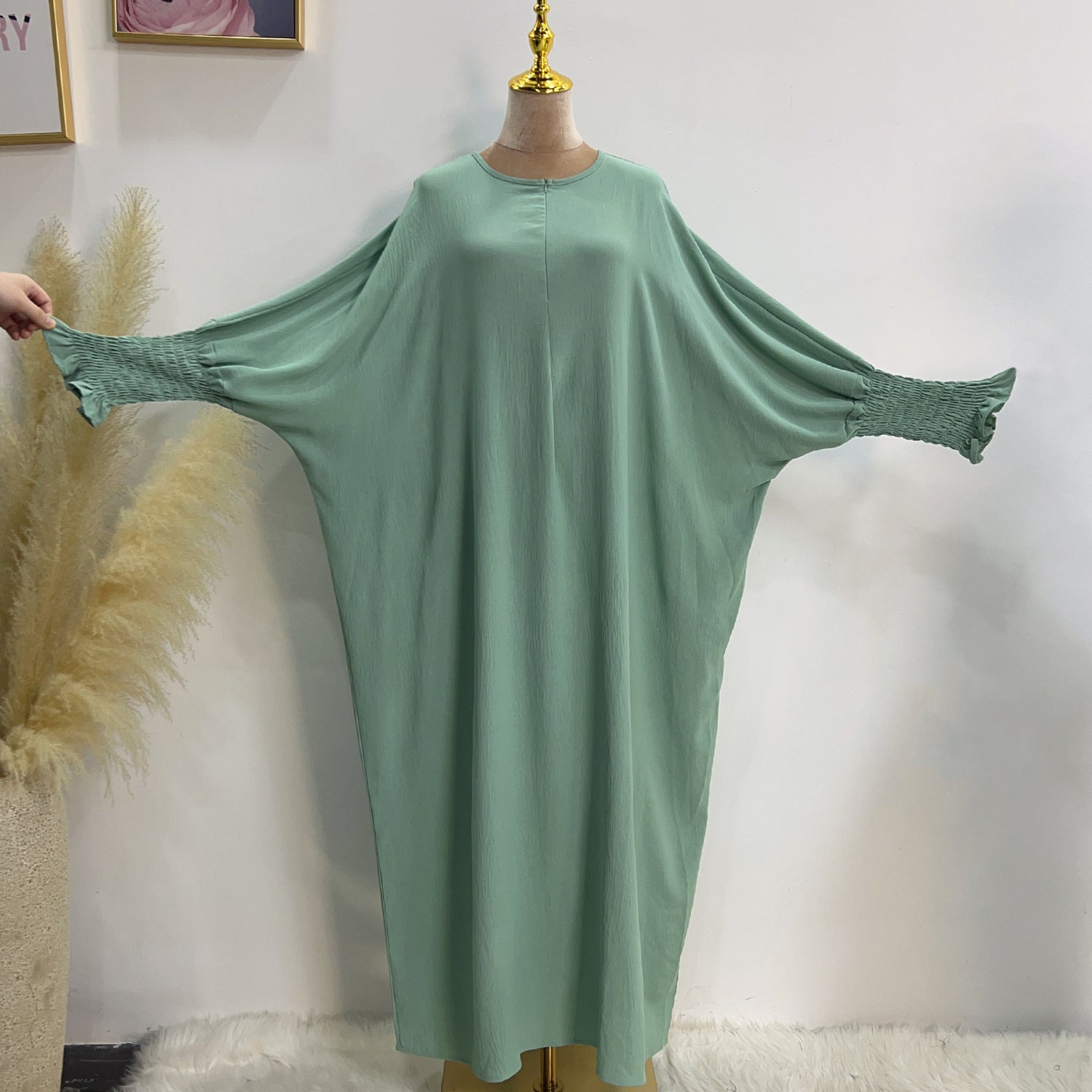 LR616 Middle East Dubai Turkish solid color Tiktok bat style dress - MinYang Fashion Apparel Accessory Manufacturer