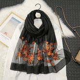 MZ066   Hot new organza flower embroidery nail beaded scarf women's travel out photo shawl spot