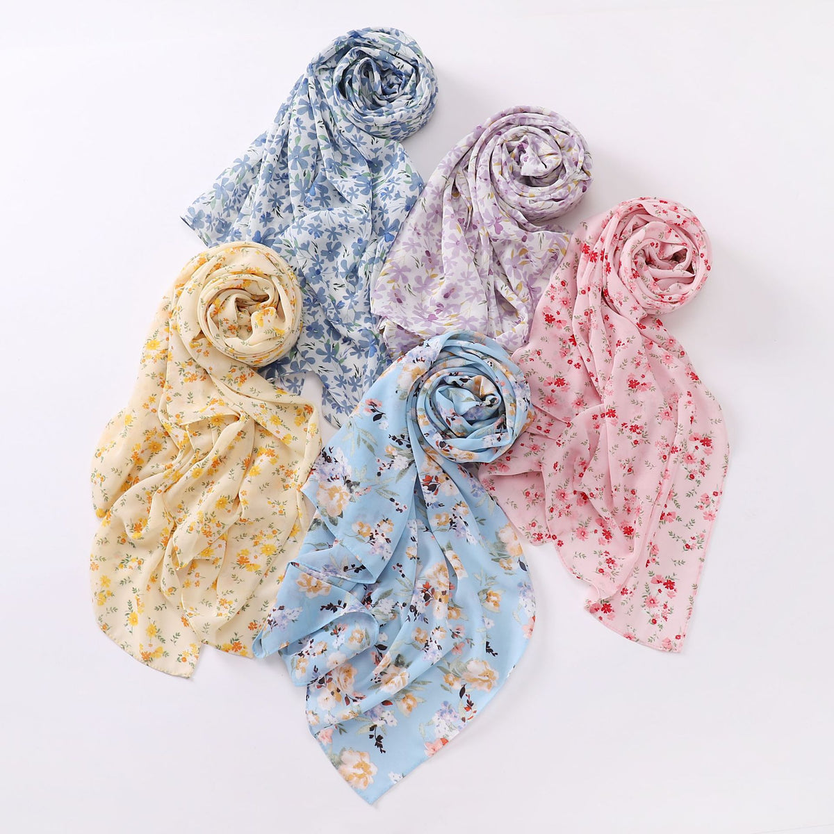 W-0022 printed pearl chiffon hijab scarf