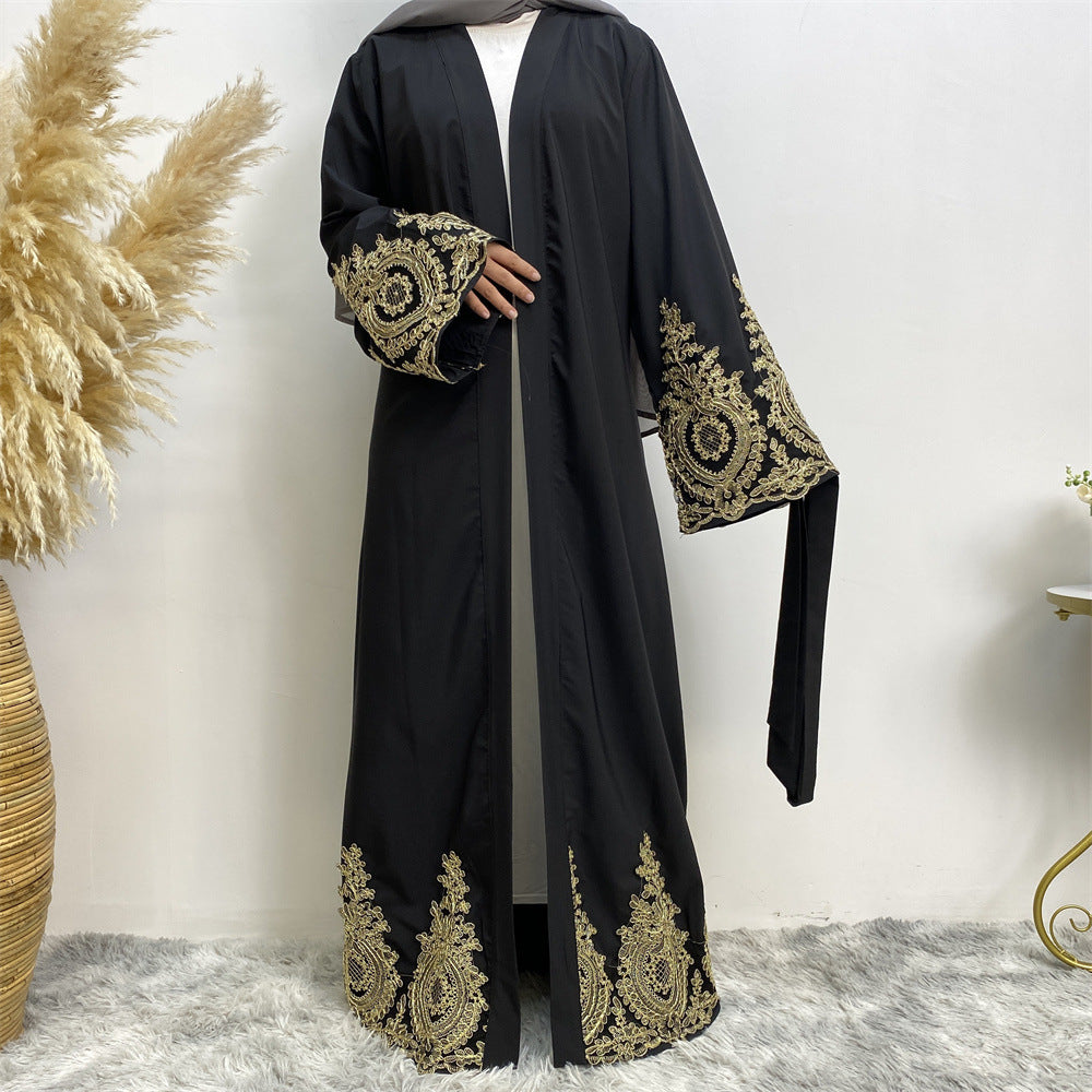 1495 Lace stitching muslim abaya dress