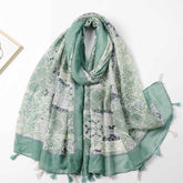 JY240620  Green geometric print scarf