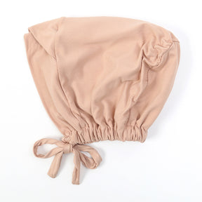 JN001  Plain Satin-Lined Polyester Tie Back Hijab Cap