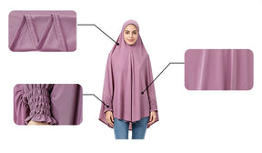 22201-22210  Plain High-Stretch Polyester Ruffled-Edge Sleeve Hijab