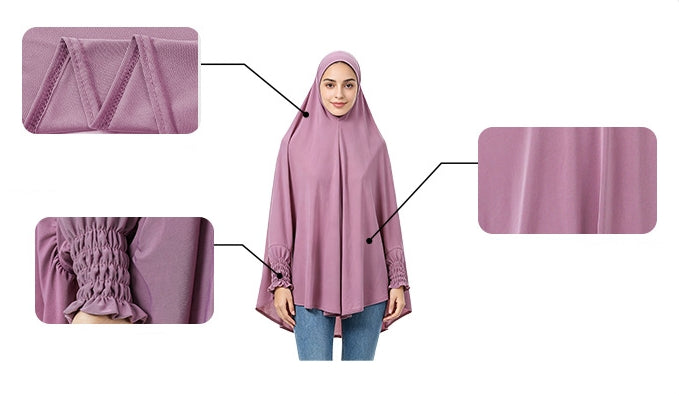 22201-22210  Plain High-Stretch Polyester Ruffled-Edge Sleeve Hijab