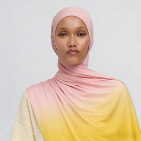 YTHBJB  Gradient Liquid Jersey Hijab, Ombre Knit Headscarf, Soft Fluid Wrap