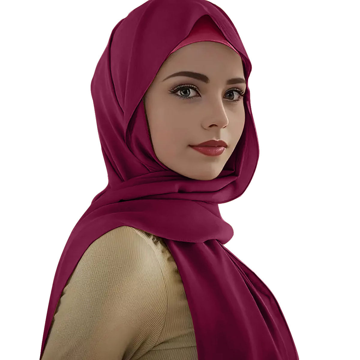 UYF-01  Solid color multi-color ladies new modal base hat chiffon shawl two-piece set  plain hijab  instant hijab