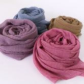 VS082 pleated plain voile hijab