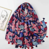 JY230814 ginkgo leaf printed scarf