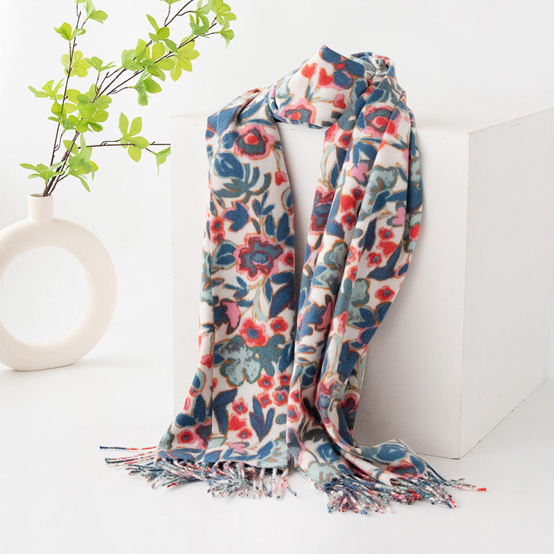 FH24-5760 Luxury printed tassel scarf