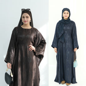 LRDB002  Fashionable printed plus size dress + hijab 2-piece set