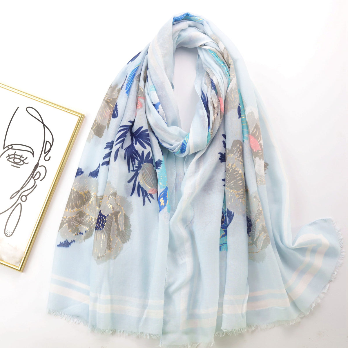 JY220704 stamping peony printed scarf