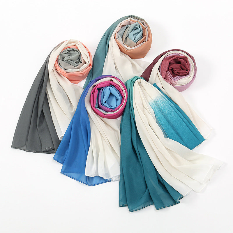 YW236 gradation color chiffon hijab