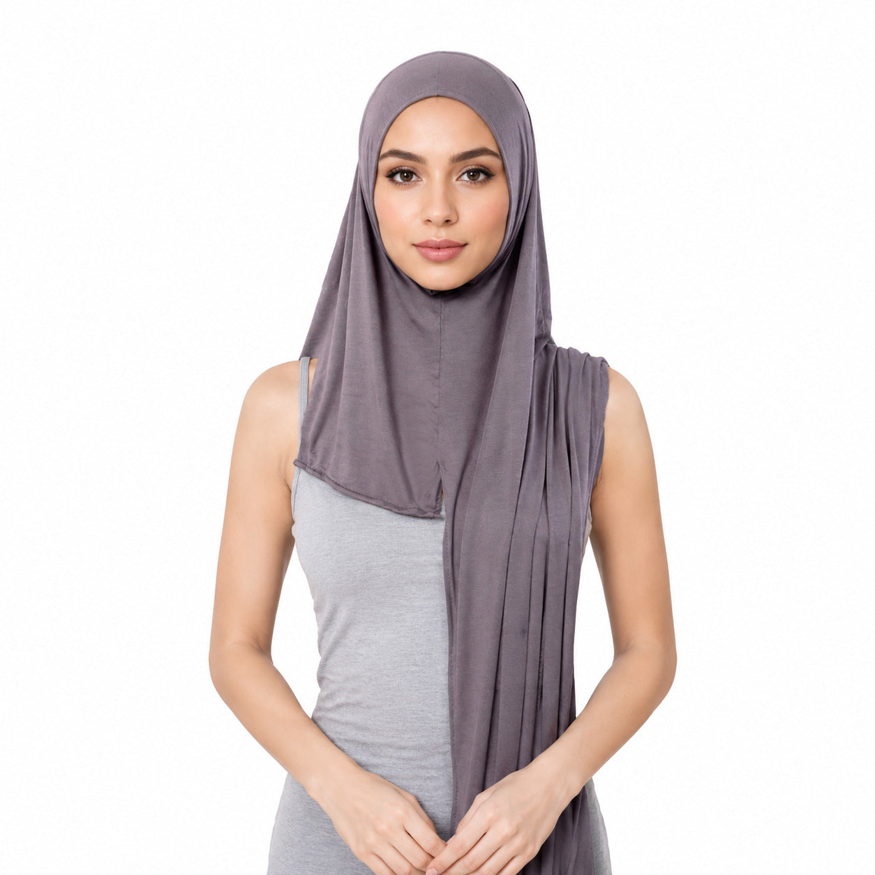 GRD14  Plain Asymmetric Mercerized Cotton Jersey Wrap Hijab