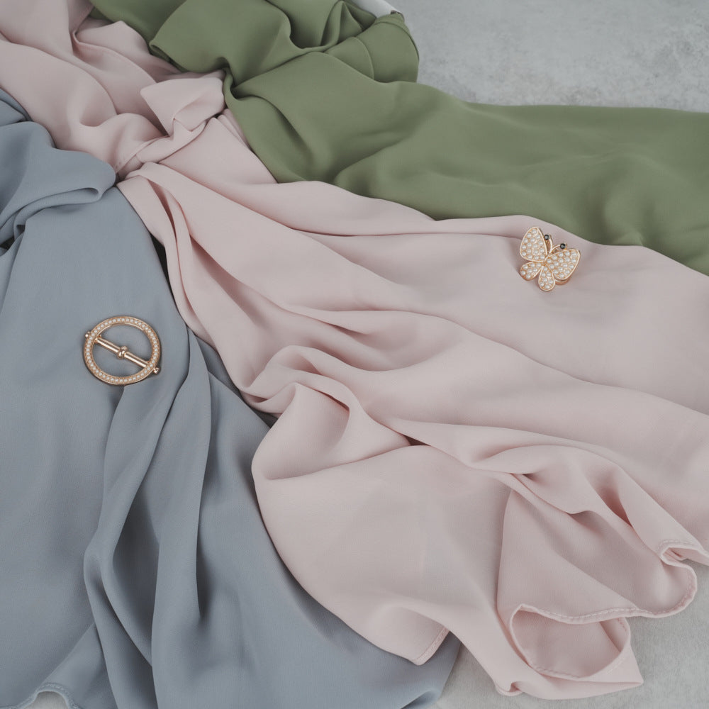 bf001 High Quality Right Angle Curled Chiffon Solid Color Scarf