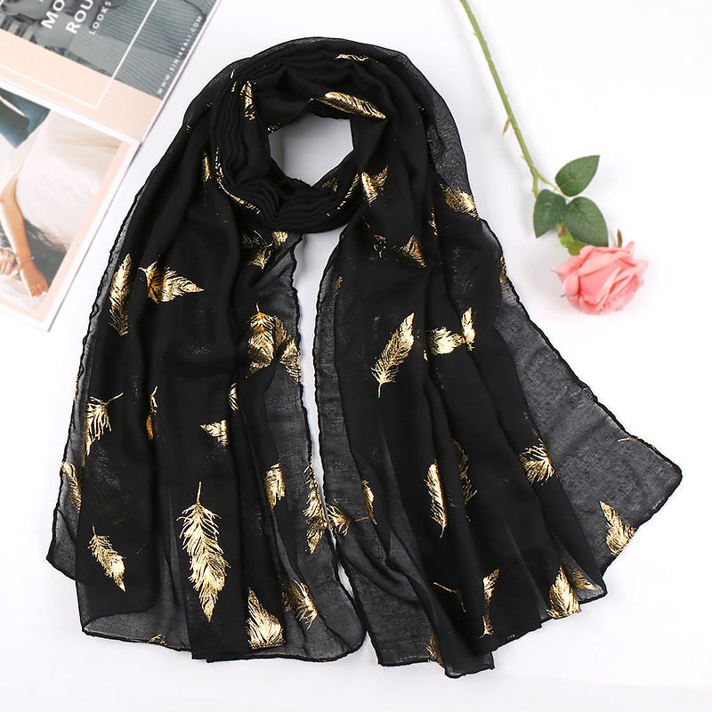 VS193 feather hot stamping cotton hijab