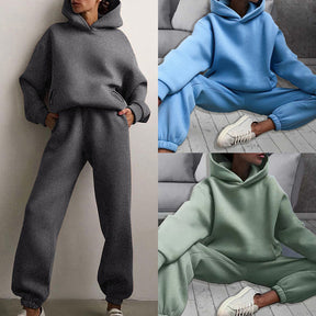21660  Fashion Sporty Plain Hooded Sweatshirt Casual Set Abaya