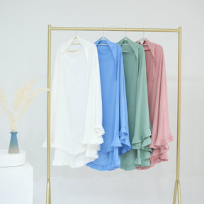 HJ912  Plain Polyester Ruffle Wide-Drape Hijab