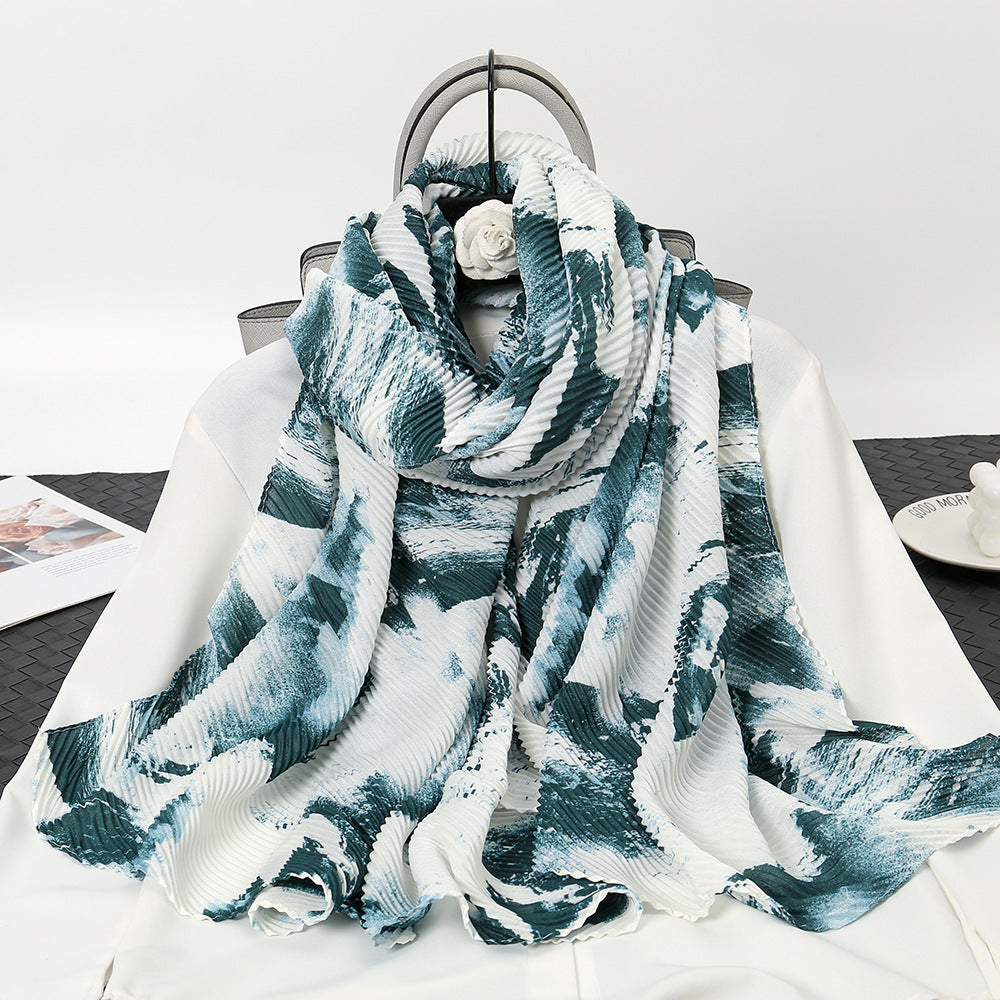 VS562 tie-dye pleated hijab scarf