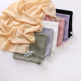 W-0038 90*90 plain pearl chiffon kerchief hijab scarf