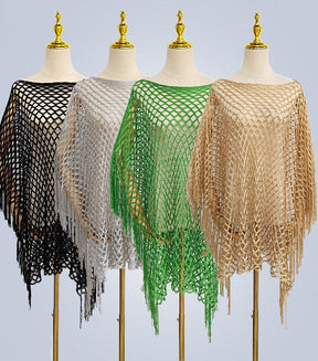A2  Solid color knitted mesh hollow pullover shawl
