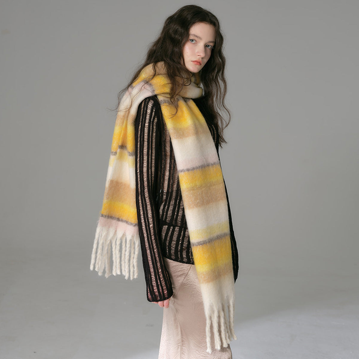 TLQHZZ-081 color stripe winter scarf