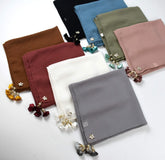 W-0066 90*90 plain pearl chiffon Flower tassel kerchief hijab scarf