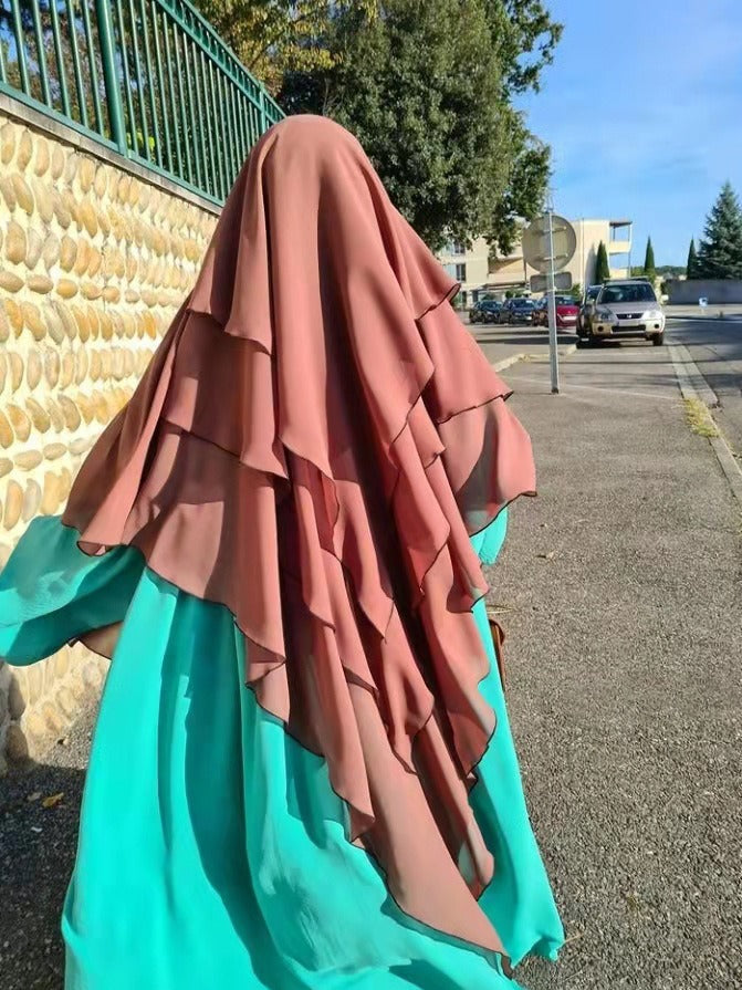 21903  Plain Polyester Triple-Layer Fresh Sweet Khimar Hijab