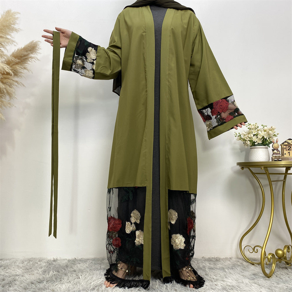 1817 fashion Stitching embroidery muslim abaya dress