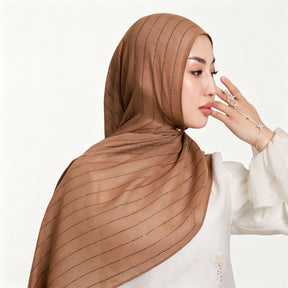 YZ328  Striped Lightweight Polyester Colorful Sequin Hijab